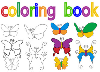  book coloring butterfly, set