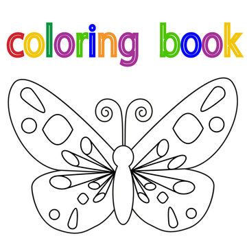 white background, book coloring butterfly, one