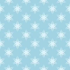White floral seamless pattern on blue background