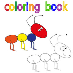 vector, on white background, book coloring ant