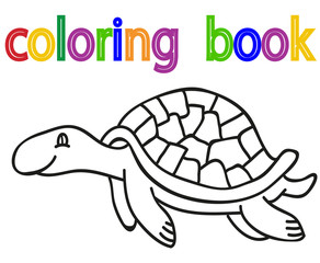 vector, on white background, book coloring turtle
