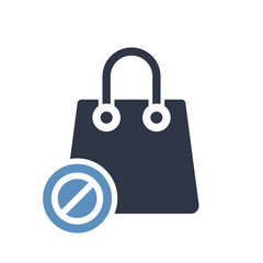 Shopping bag icon, business icon with not allowed sign. Shopping bag icon and block, forbidden, prohibit symbol