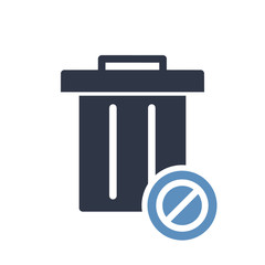 Garbage icon, Tools and utensils icon with not allowed sign. Garbage icon and block, forbidden, prohibit symbol