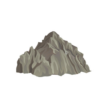 Big rocky mountain. Natural landscape element for mobile game. Flat vector design for travel poster or banner