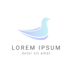 Obraz premium blue bird minimal vector logo design template, dove icon, freedom sign, curve symbol, vector illustration