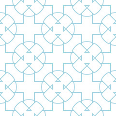White and blue geometric ornament. Seamless pattern
