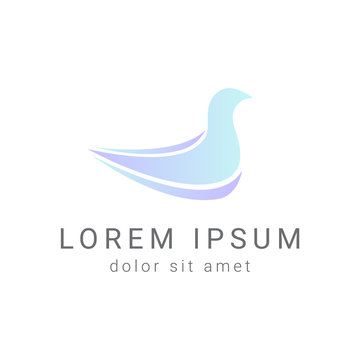 blue bird minimal vector logo design template, dove icon, freedom sign, curve symbol, vector illustration