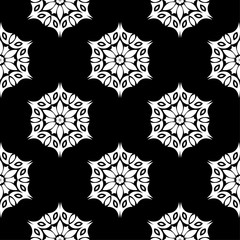 Black and white floral seamless pattern