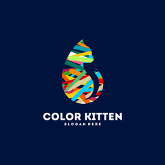 Colorful Animal logo designs concept vector, Kitty logo, Cat logo designs concept vector