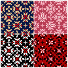 Set of seamless backgrounds with floral patterns