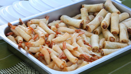 Shrimp covered with fried breading typical Chinese food in the o
