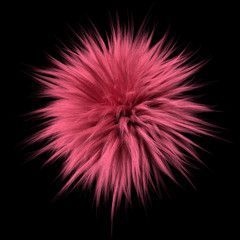 pink fluffy ball isolated on black background, 3d render illustration