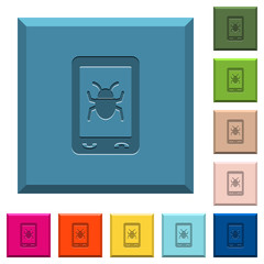 Malicious mobile software engraved icons on edged square buttons