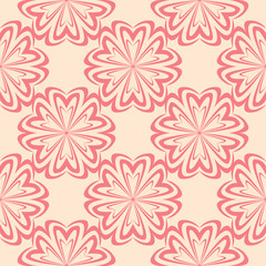 Fototapeta premium Red floral seamless pattern on beige background