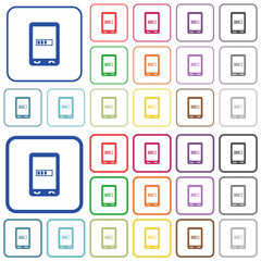 Mobile processing outlined flat color icons