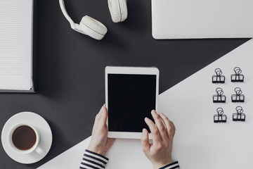A Woman Using Tablet