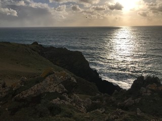 Sunset on Cornwall Coastline 