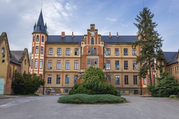 Fototapeta na wymiar Front view of Castle in Bzenec, South Moravian Region of Czech Republic