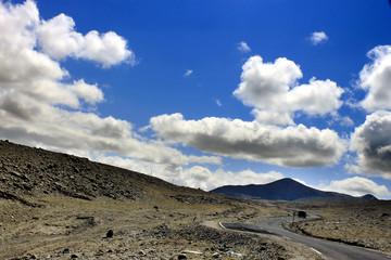 Scenic Himalayan mountain road in North Sikkim, India. On the way to Gurudongmar lake. Himalayan mountain road in North Sikkim, India.