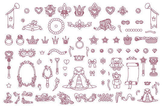 vector royal jewelry collection of Little Princess
