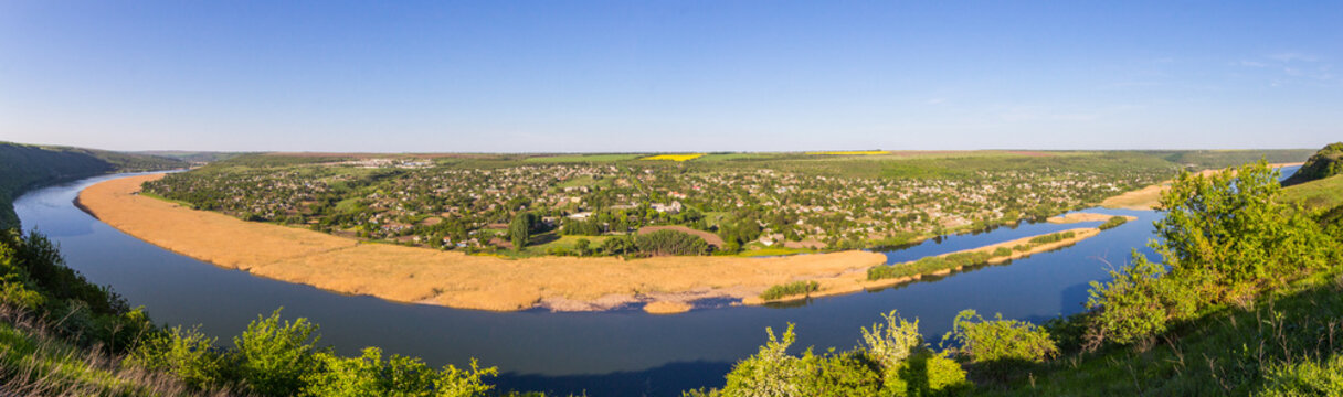 beautiful panorama View to the Dniester River, Moldova, Tipova On the opposite Bank - Republic Transnistria