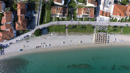 Aerial view of Pefkochori beach, Kassandra peninsula, Greece