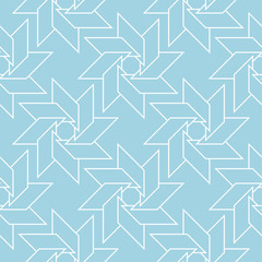 Geometric ornament. Navy blue and white seamless pattern