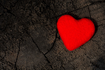 Obraz premium Red lonely heart. Symbol of love.