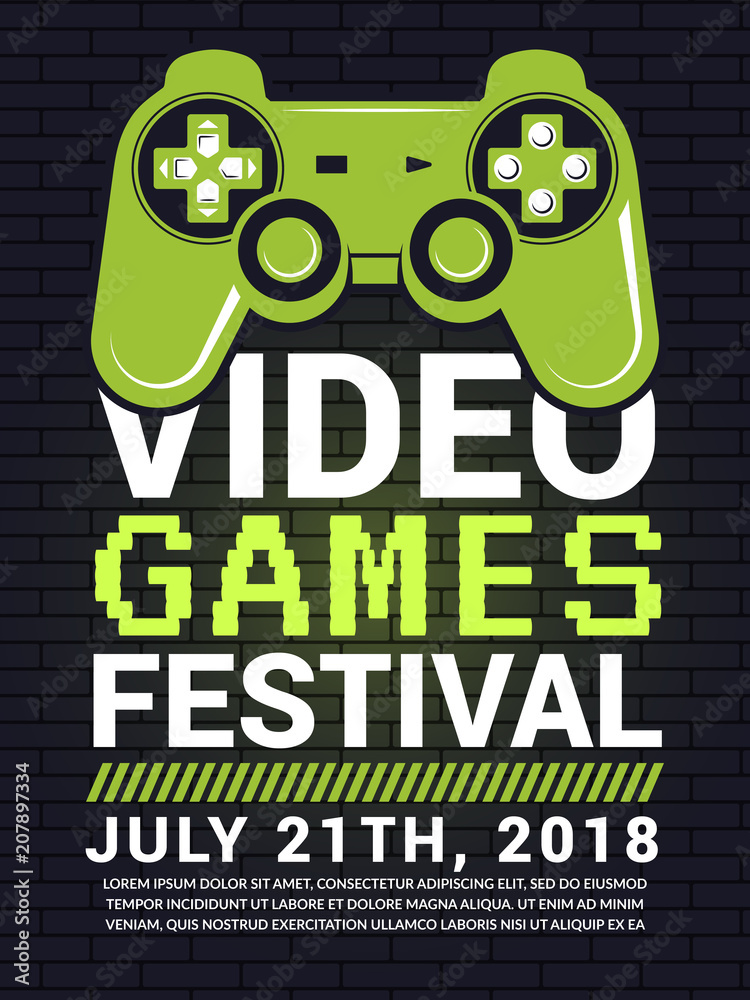 Wall mural poster of video game festival. cyber sport concept with gamepad picture