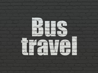 Obraz premium Tourism concept: Painted white text Bus Travel on Black Brick wall background