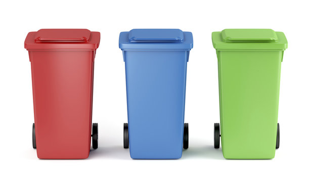 Colorful garbage bins
