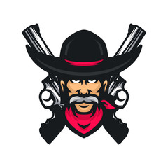 Cowboy vector mascot icon illustration
