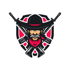 Cowboy vector mascot icon illustration
