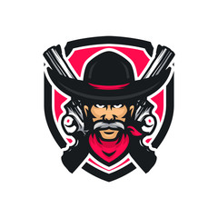 Cowboy vector mascot icon illustration
