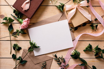 Kraft paper envelope with white card