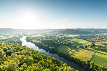 Panoramic view of Dordogne valley in France - obrazy, fototapety, plakaty