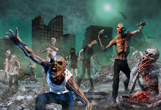 Zombie Scene 3D illustration