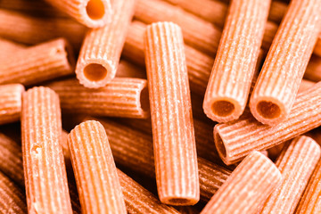 Pile of dry organic macaroni
