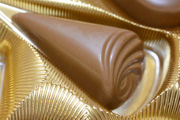 chocolate candy close-up in gift box