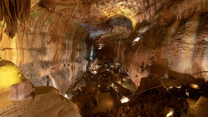 Interior view to Grutas Mira de Aire cave in Portugal