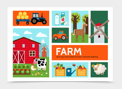 Flat Farming Infographic Concept