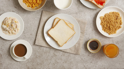 Fototapeta na wymiar Bread and other ingrediant for breakfast