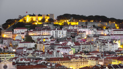 Fototapeta premium Castle of Saint George and downtown at night, Lisbon