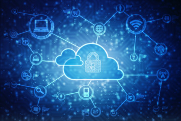 3d illustration Safety concept: Closed Padlock on digital background