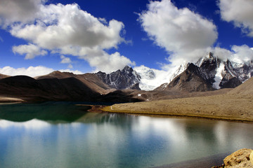 Gurudongmar Lake, North Sikkim, India. Gurudongmar Lake is one of the highest lakes in the world and in India, located at an altitude of 17,800 ft, in the Indian state of Sikkim.