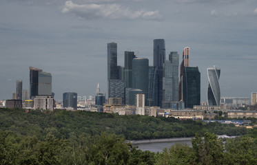 Fototapeta na wymiar Moscow City Complex View on Buildings