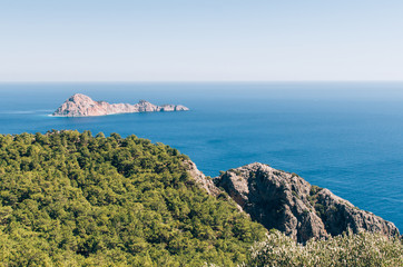 Fototapeta na wymiar Gelidonya cape in Mediterranean sea, Antalya, Turkey.