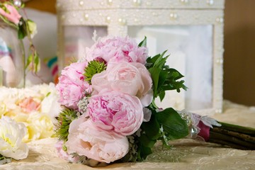 bright wedding bouquet for the ceremony