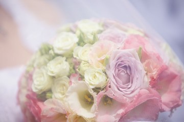 bright wedding bouquet for the ceremony