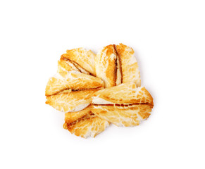 Oat flakes isolated on the white background with clipping path.